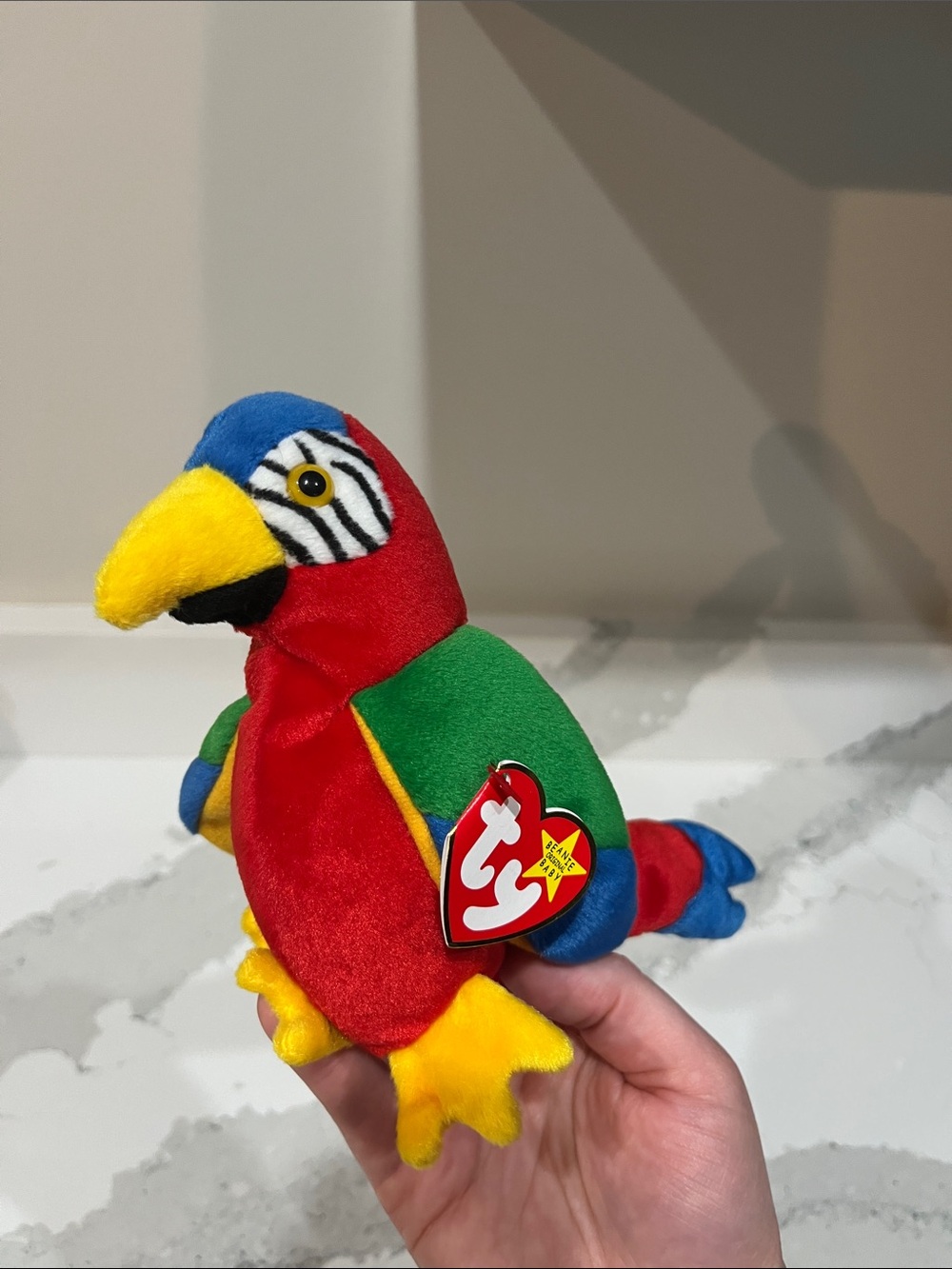 Ty Multicolored Parrot Plush - Red, Green, Blue, Yellow (Jabber 1997)